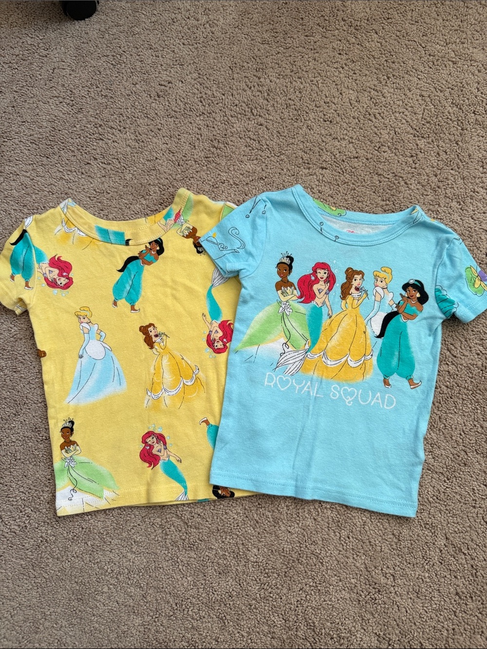 Set of 2 Girls Disney Princess Short Sleeve Sleep Tee